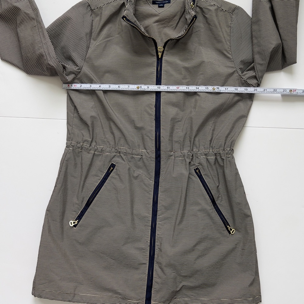 Tommy Hilfiger Striped Zip-Front Trench Coat - Blue & White - Picture 5 of 6